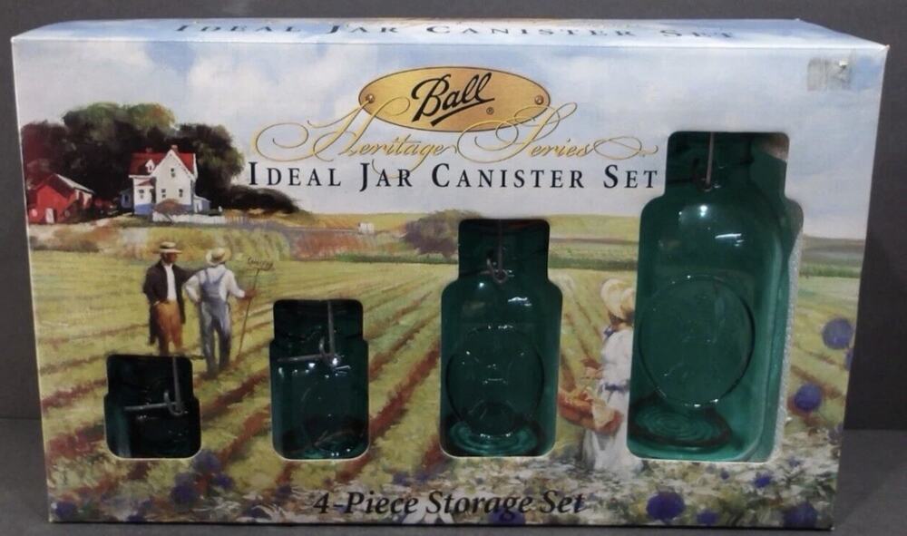 New! Vintage Ball Heritage Series Ideal Jar Aqua Canister Set 1998-Brand New!